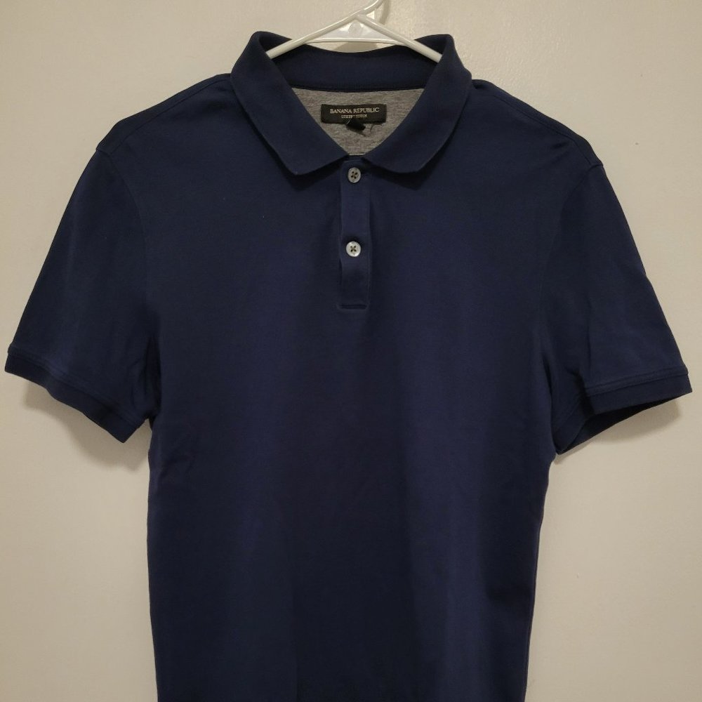 Banana Republic Men’s Polo Shirt Size S Blue Cotton Short Sleeve Button Placket